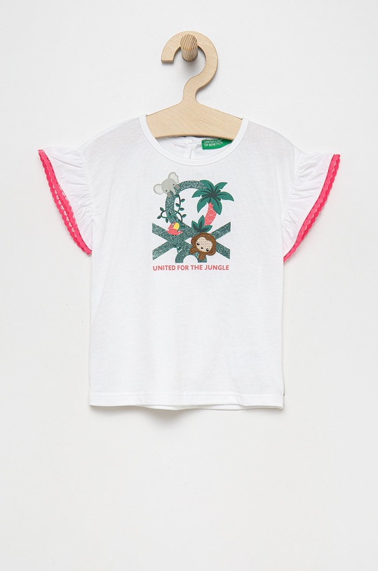 United Colors of Benetton t-shirt bawełniany dziecięcy nadruk biały 3I1XG102V.P