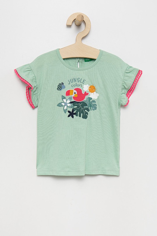 Dječja pamučna majica kratkih rukava United Colors of Benetton pamuk zelena 3I1XG102V.P
