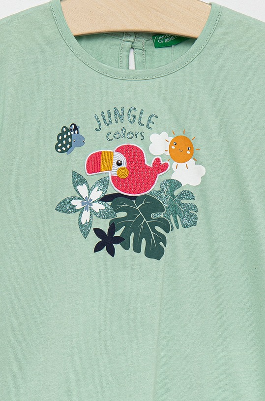 Djevojčice Dječja pamučna majica kratkih rukava United Colors of Benetton 3I1XG102V.P zelena