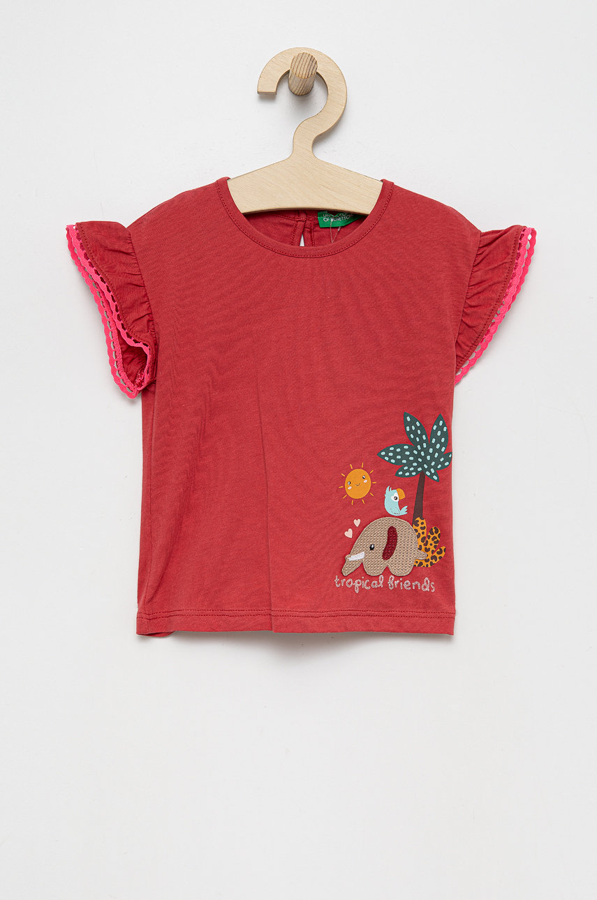United Colors of Benetton t-shirt bawełniany dziecięcy nadruk czerwony 3I1XG102V.P