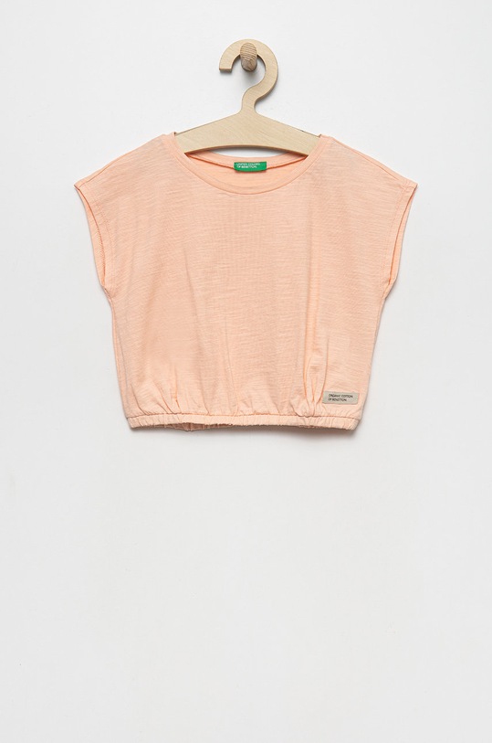 Dječja pamučna majica kratkih rukava United Colors of Benetton bez uzorka roza 3MM5C104T.G
