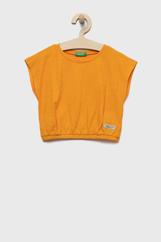 Dětské bavlněné tričko United Colors of Benetton kulatý oranžová 3MM5C104T.G