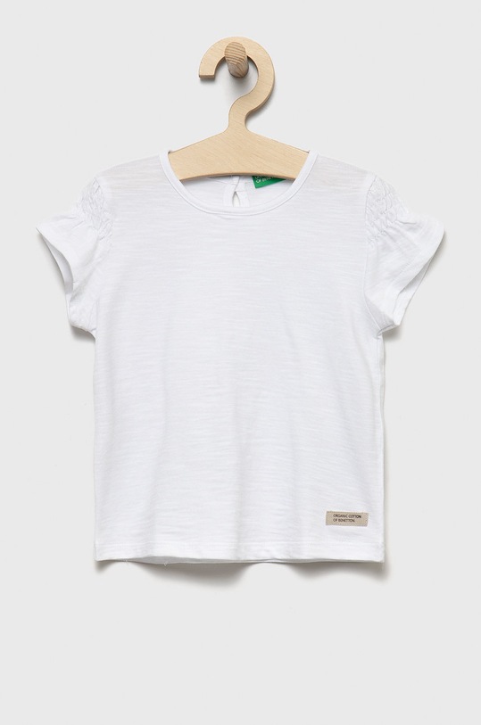 United Colors of Benetton tricou de bumbac pentru copii uni alb 3MM5G102T.P