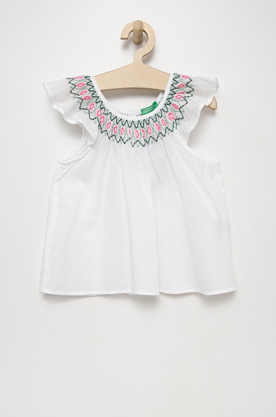 United Colors of Benetton bluza de bumbac pentru copii imprimeu alb 5DPFCQ00I.G