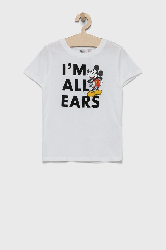 Dětské bavlněné tričko Kids Only x Disney kulatý bílá 15248345.BrightWhit