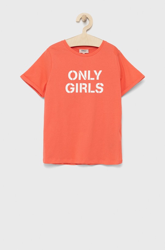 Kids Only t-shirt bawełniany dziecięcy nadruk pomarańczowy 15229871.SugarCoral