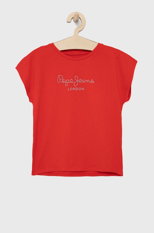 Pepe Jeans t-shirt bawełniany dziecięcy aplikacja czerwony PG502460.255