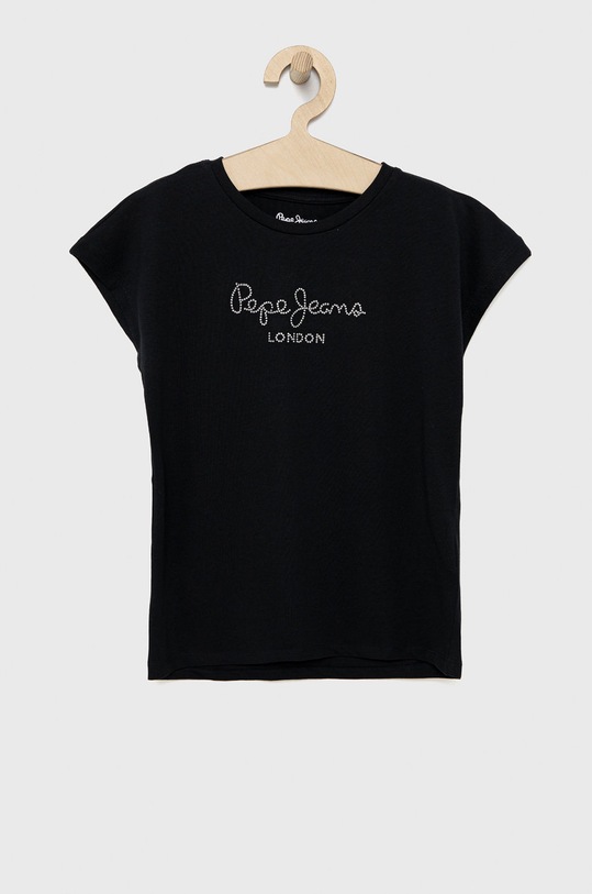 Pepe Jeans t-shirt bawełniany dziecięcy aplikacja czarny PG502460.999