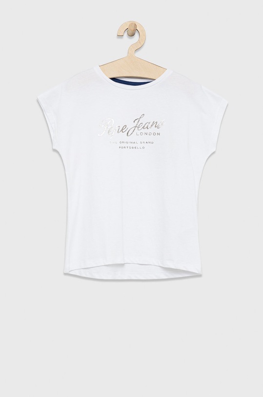 Pepe Jeans t-shirt bawełniany dziecięcy nadruk biały PG502858.800