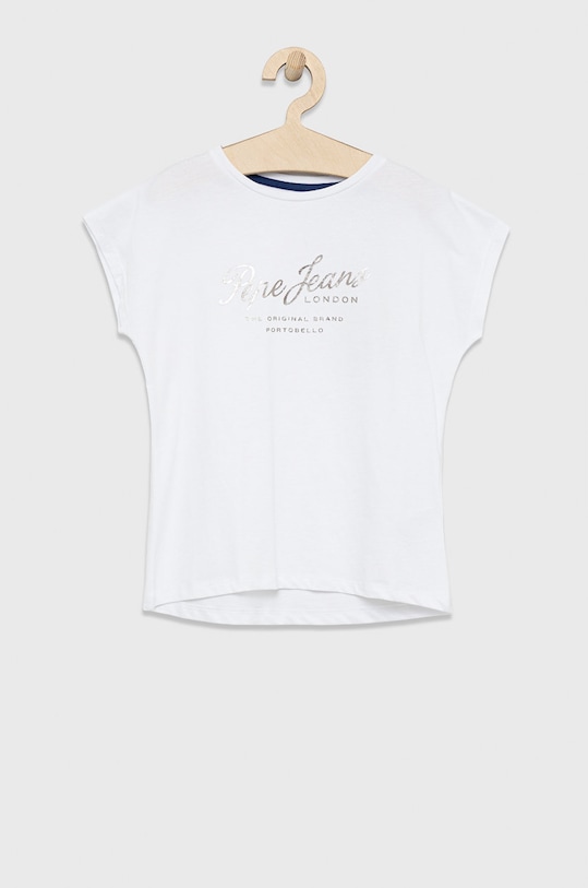 Pepe Jeans t-shirt bawełniany dziecięcy nadruk biały PG502858.800