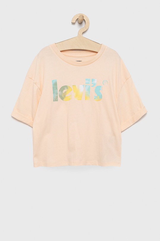 Dětské bavlněné tričko Levi's kulatý růžová 4EE393.G