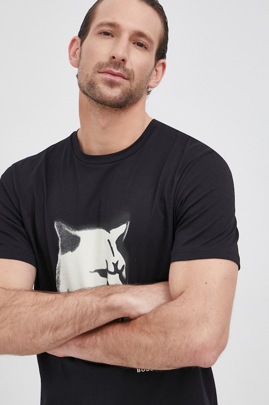 Boss Tricou din bumbac negru 50465385