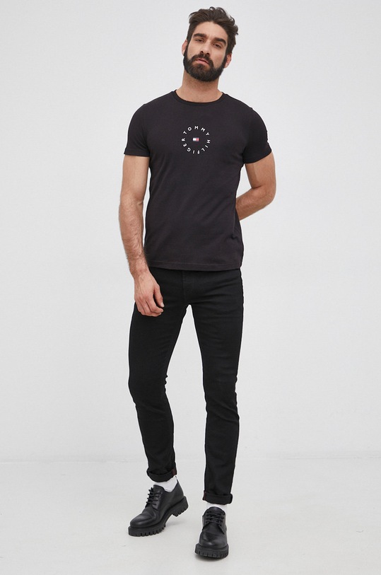 Tommy Hilfiger T-shirt bawełniany MW0MW22129.PPYY czarny SS22