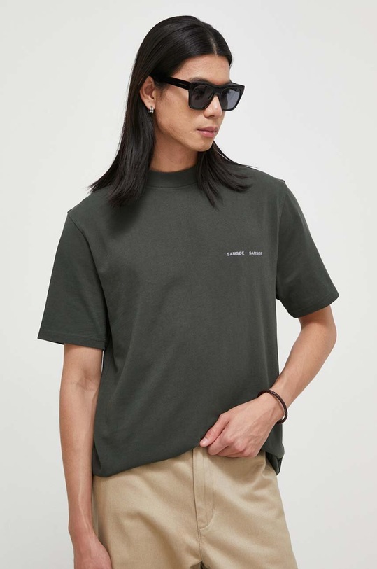 Samsoe Samsoe t-shirt bawełniany Norsbro zielony M20300010
