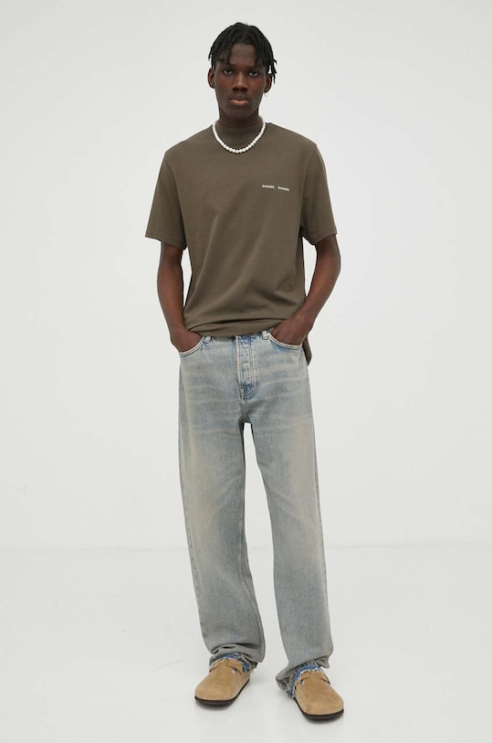 Bavlněné tričko Samsoe Samsoe Norsbro M20300010 zelená SS25