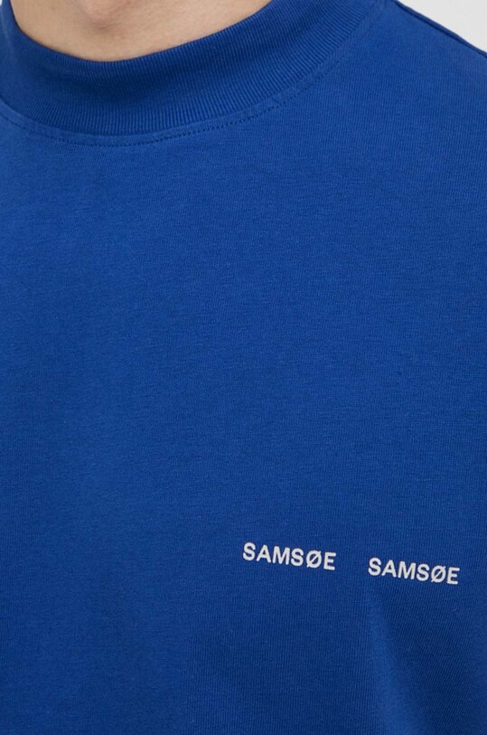 Бавовняна футболка Samsoe Samsoe M20300010 блакитний