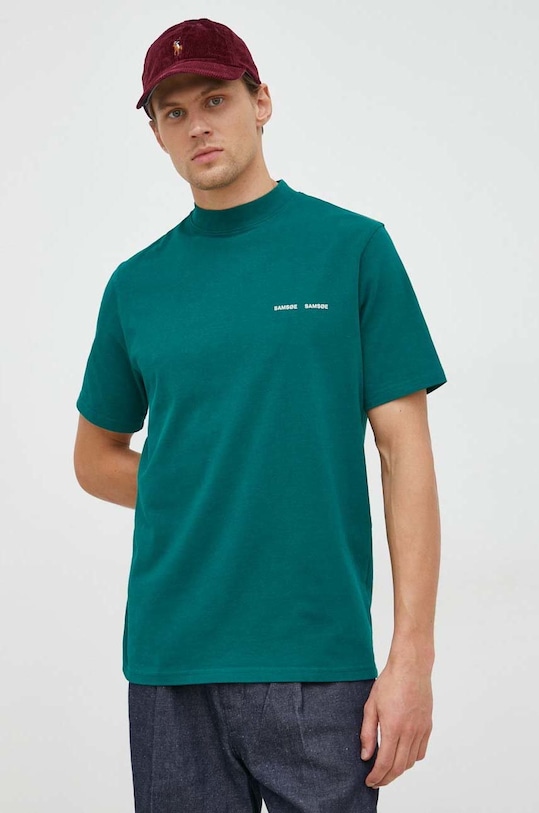 Samsoe Samsoe t-shirt bawełniany Norsbro bawełna turkusowy M20300010