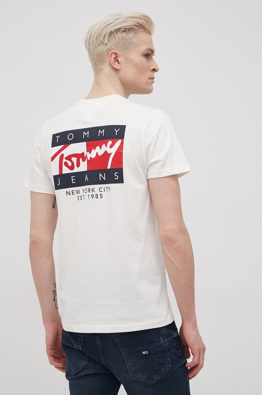 Pamučna majica Tommy Jeans pamuk bež DM0DM12416.PPYY