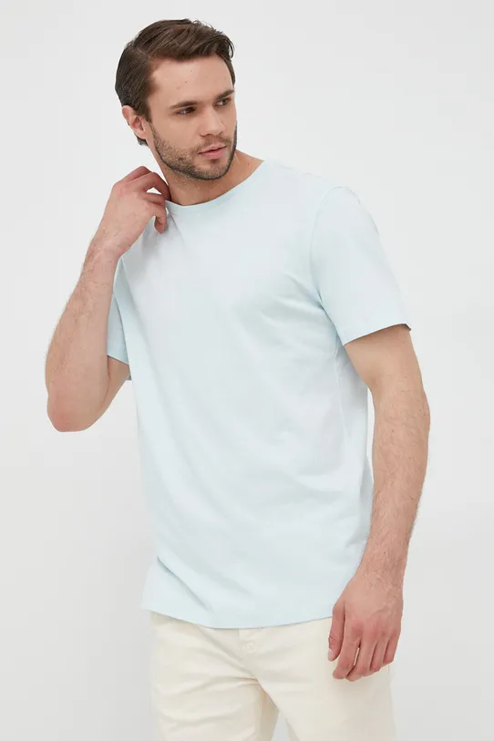 Selected Homme tricou din bumbac imprimeu turcoaz 16083429.PastelBlue