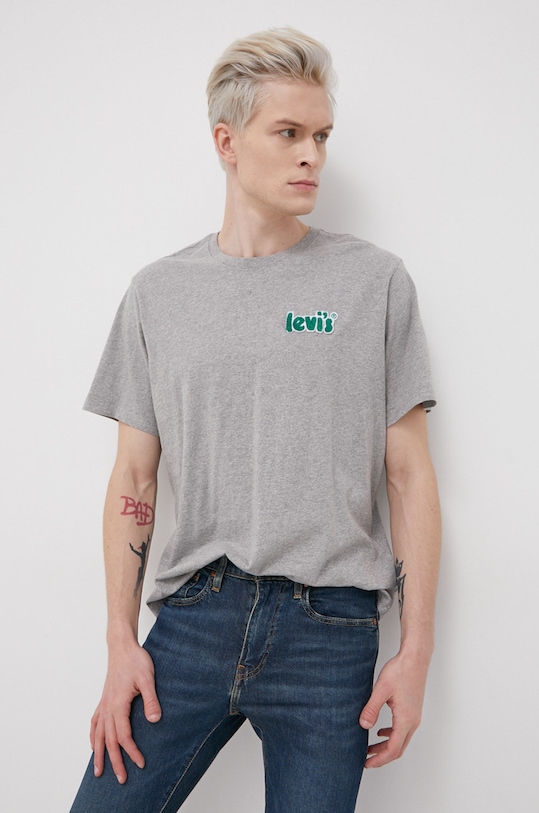 Levi's T-shirt bawełniany okrągły szary 16143.0395