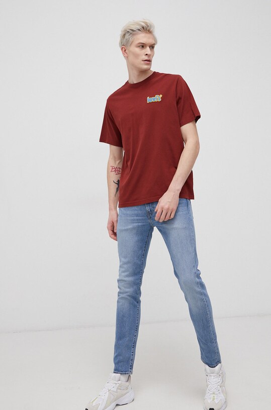 Bavlnené tričko Levi's 16143.0397 burgundské SS22