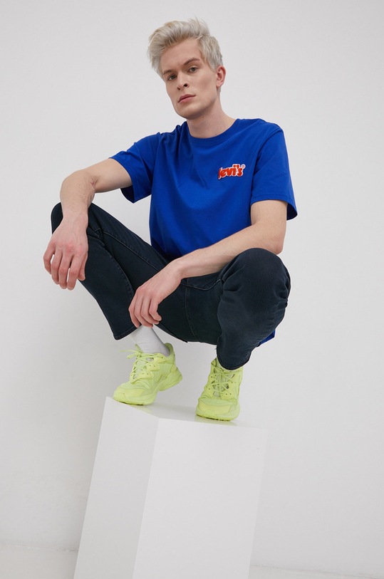 Bavlněné tričko Levi's modrá 16143.0398