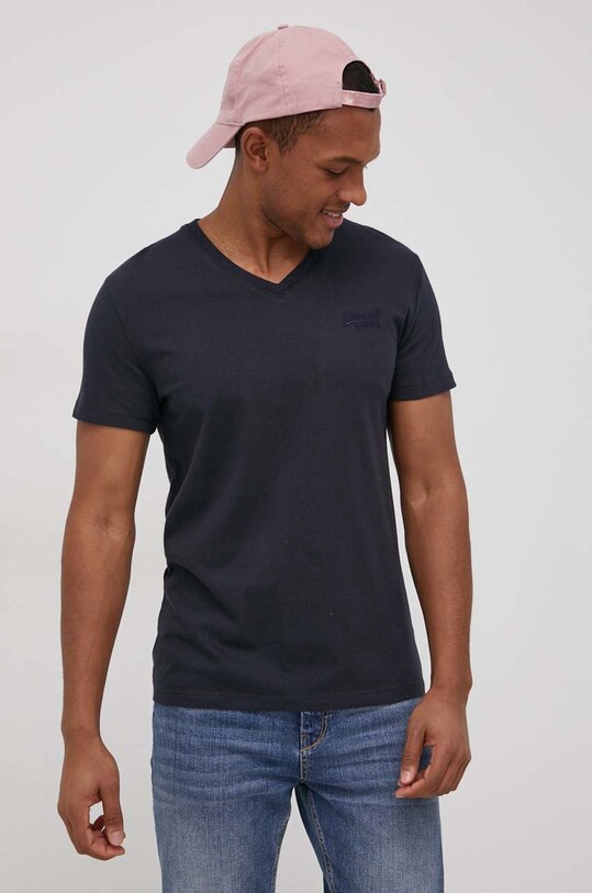 Superdry T-shirt bawełniany M1011170A.98T granatowy SS22