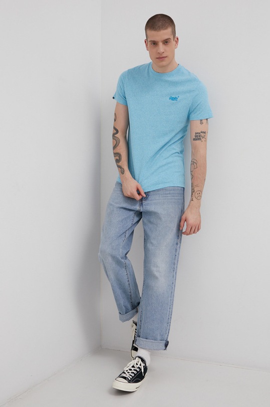 Superdry Tricou din bumbac uni turcoaz M1011245A.5WW