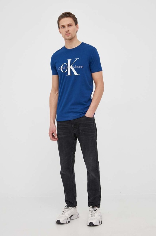 Bavlněné tričko Calvin Klein Jeans J30J320806.PPYY modrá SS22