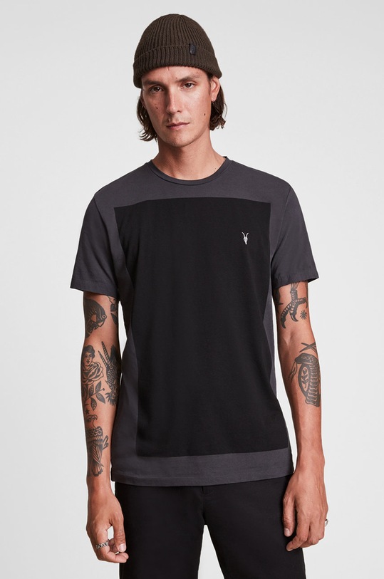 AllSaints T-shirt bawełniany LOBKE SS CREW nadruk czarny MD098V