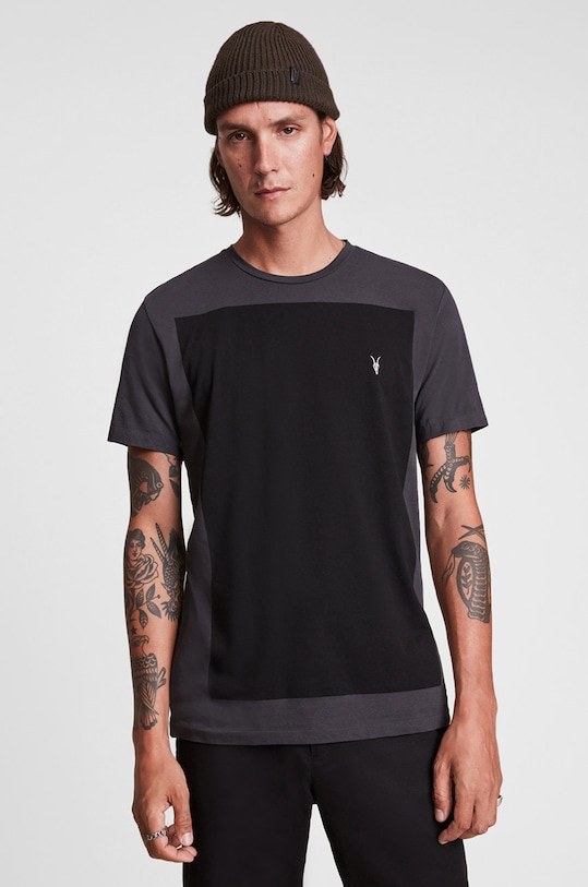 AllSaints T-shirt bawełniany LOBKE SS CREW nadruk czarny MD098V