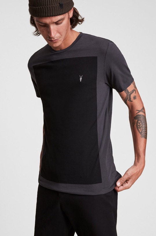 AllSaints T-shirt bawełniany LOBKE SS CREW MD098V czarny SS25