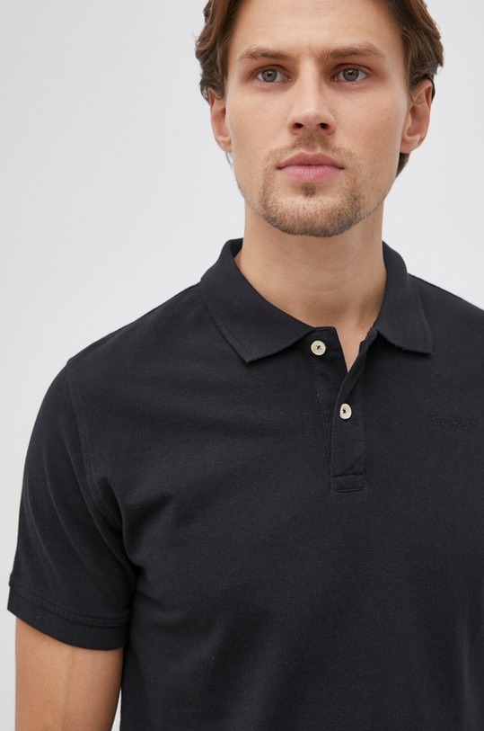 Bavlněné polo tričko Pepe Jeans Vincent černá PM541824.999