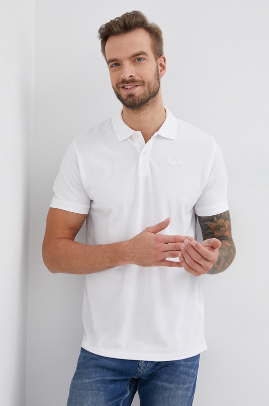 Pepe Jeans Polo bawełniane Vincent bawełna biały PM541824.800