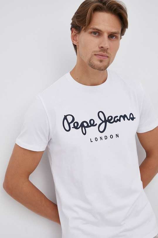 Pepe Jeans Tricou Original Stretch alb PM508210.800