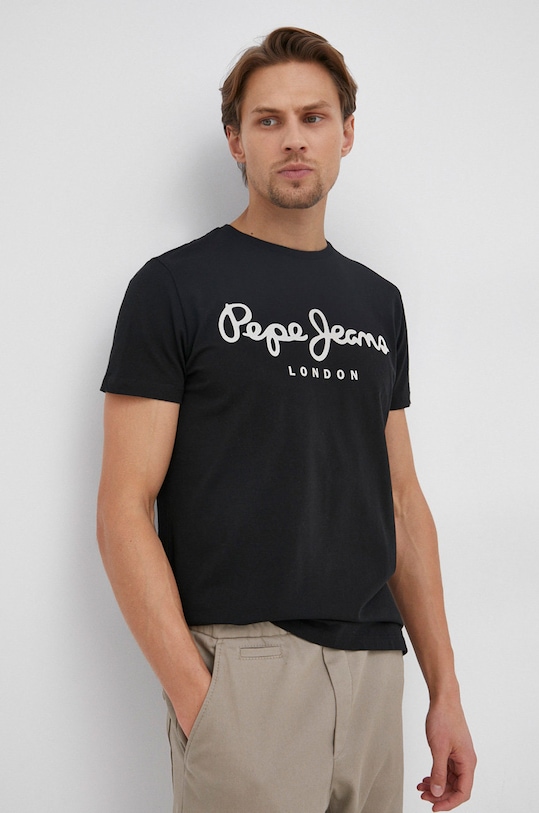 Pepe Jeans T-shirt Original z elastanem czarny PM508210.999