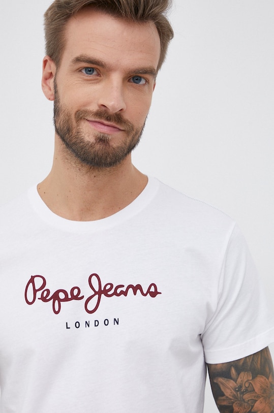 Хлопковая футболка Pepe Jeans Eggo N гладкий белый PM508208.800