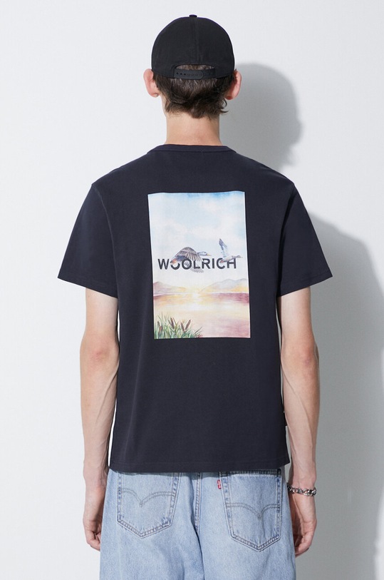 Woolrich t-shirt bawełniany bawełna granatowy CFWOTE0067MRUT2924