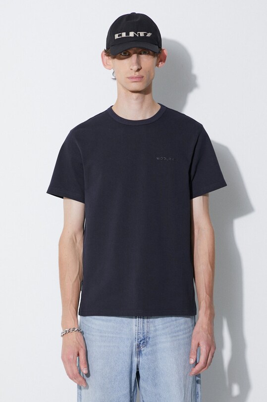 Woolrich t-shirt bawełniany granatowy CFWOTE0067MRUT2924