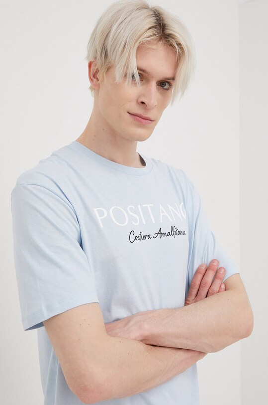 Jack & Jones t-shirt bawełniany niebieski 12209840.CashmereBl