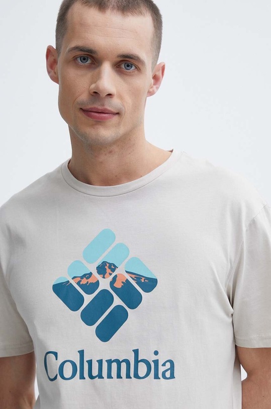 Columbia t-shirt bawełniany Rapid Ridge beżowy 1888813.