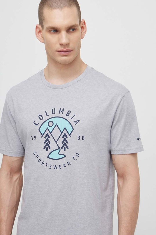 Columbia t-shirt bawełniany Rapid Ridge nadruk szary 1888813.