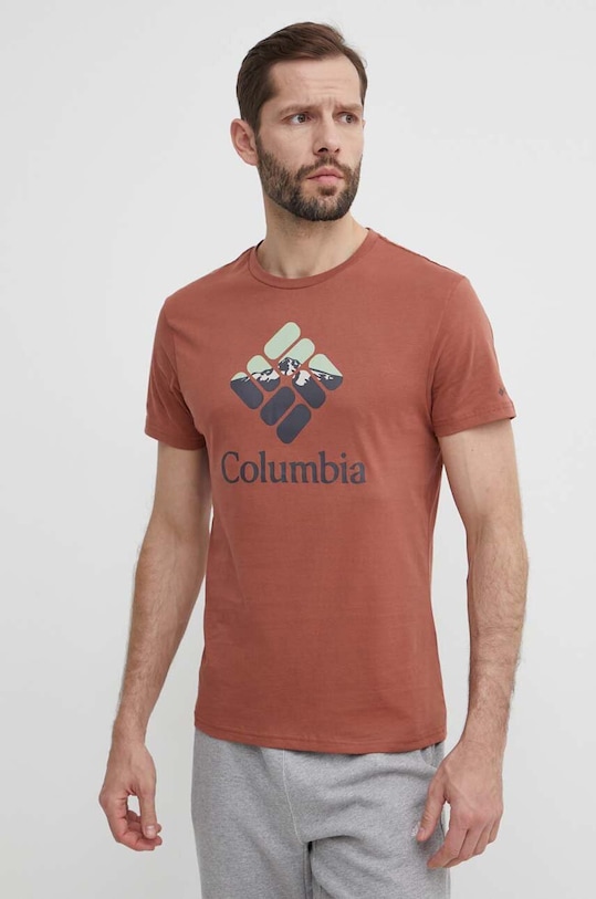 Columbia t-shirt bawełniany Rapid Ridge czerwony 1888813.