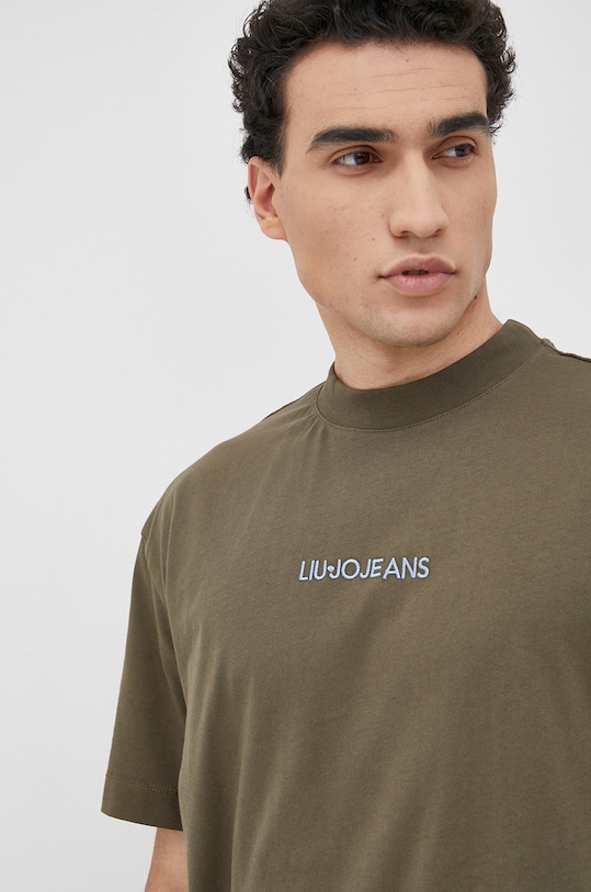 Liu Jo t-shirt bawełniany M122P204JEANSTEE zielony M122P204JEANSTEE