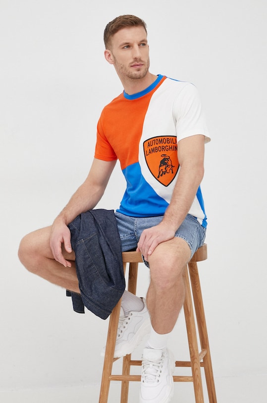 Lamborghini t-shirt 72XBH012 niebieski SS22