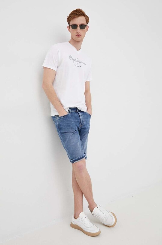 Pepe Jeans t-shirt bawełniany EGGO V N PM508271.800 biały SS22