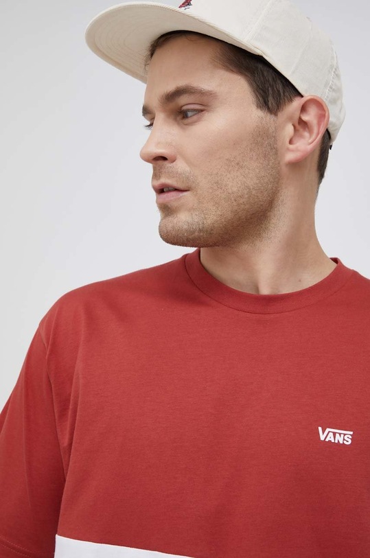 Bavlněné tričko Vans červená VN0A3CZDYUK1
