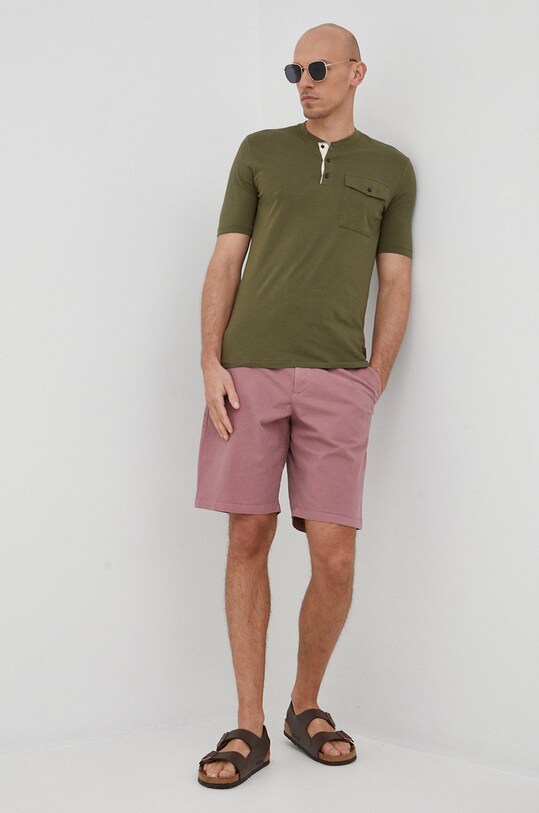 Sisley t-shirt bawełniany 3LJES100D.35A zielony SS22