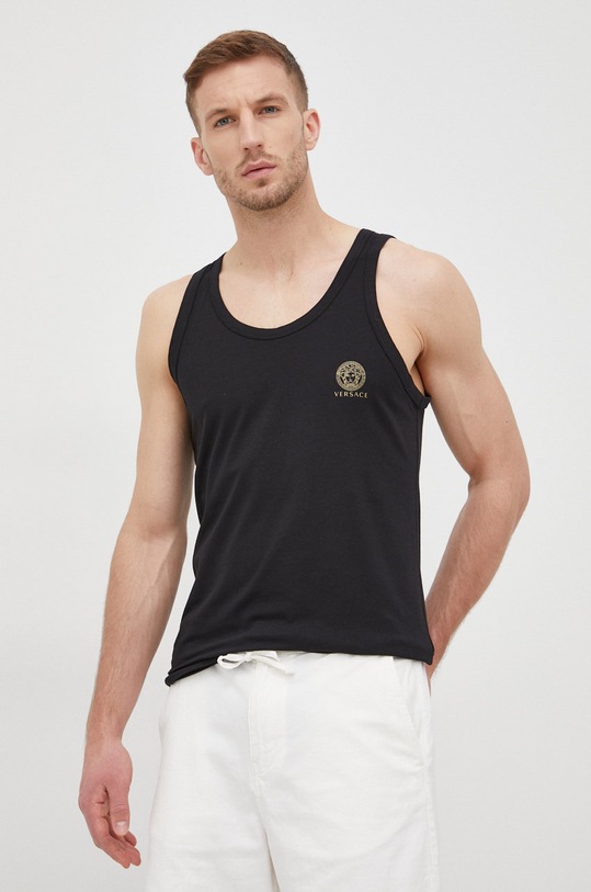 Majica kratkih rukava Versace pamuk crna AUU01012