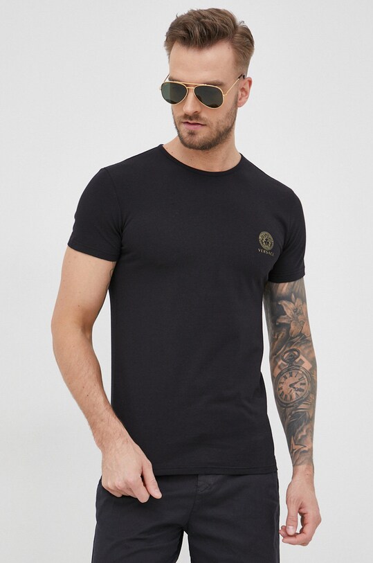 Versace t-shirt z elastanem czarny AUU01005